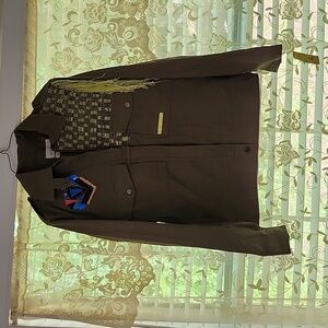 NWOT Women's Army Green Guess LA Button Up Jacket with Fringe Size S